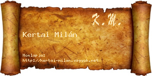Kertai Milán névjegykártya